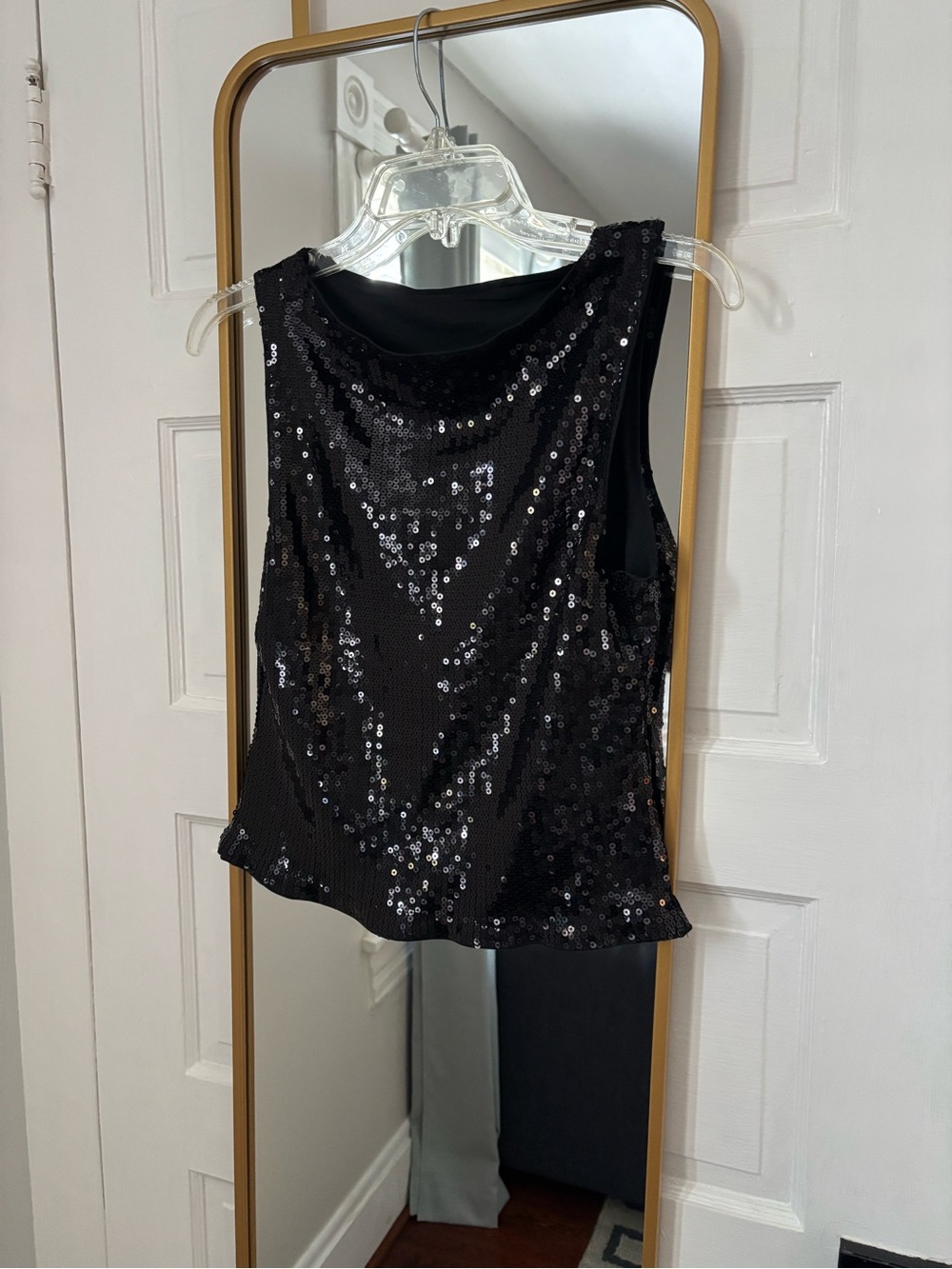 SHEIN Black Sequin Camisole Top